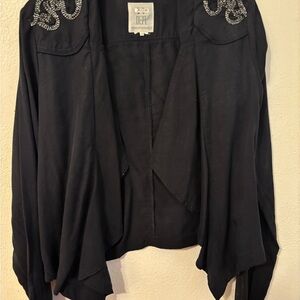 Dept Navy Blue Embellished Open Jacket Size M